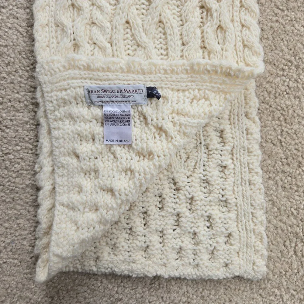 Aran Sweater Market Wool Cashmere Cable Scarf Thick